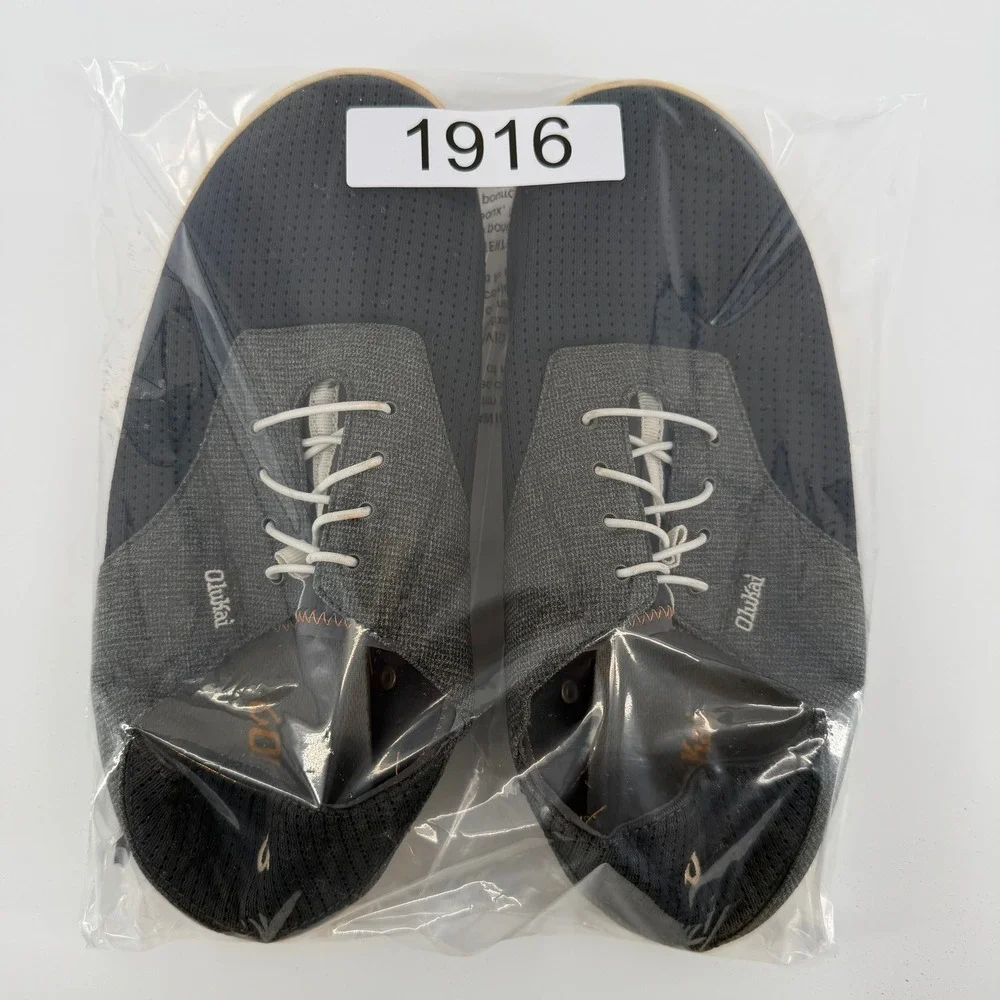 OluKai Nohea Moku Shoes Mens 10 Grey Black Mesh Boat Sneaker 10283-6C6C Boat